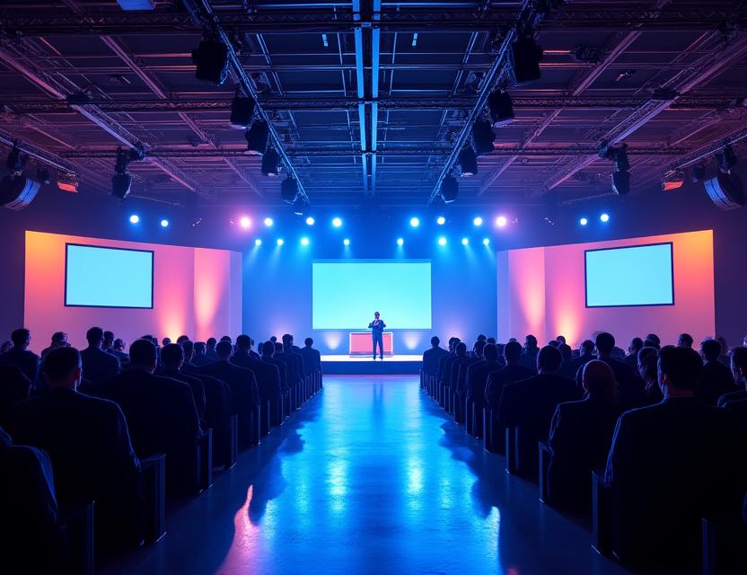 Evento corporativo con iluminación profesional
